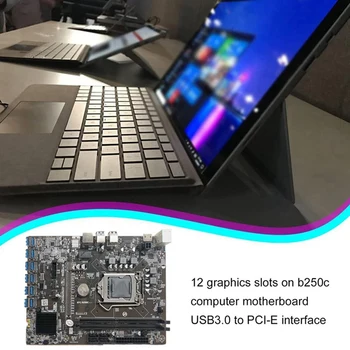 B250C Madencilik Anakart ile G3920 CPU + 1XDDR4 8G 2133 MHz RAM 12 XPCIE USB3.0 Kart Yuvası Kurulu BTC için