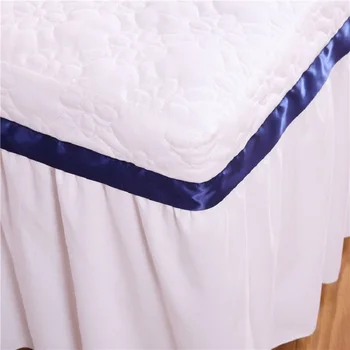 Beyaz Renk 4 adet Bir Set Zımpara Güzellik Salonu Yatak Örtüsü Dantel Ruffles Yatak Etek Nevresim Güzellik Salonu için 75 * 190 cm # 380