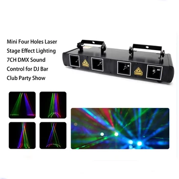 HOLDLAMP 100 Desenler Mini Dört Delik lazer ışığı Disko Parti Noel Dekorasyon Etkisi 7 / 11CH DMX Ses Kontrolü için DJ Bar Cl