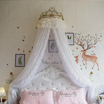 Yatak Perde Yatak Perde Cibinlik Entegre İskandinav Kat Prenses Taç Yatak Odası çocuk Odası 1.5 m / 1.8 m Yatak